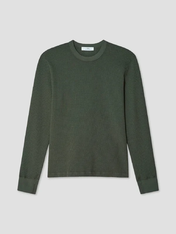 Long Sleeve Waffle Crew Tee - Basil